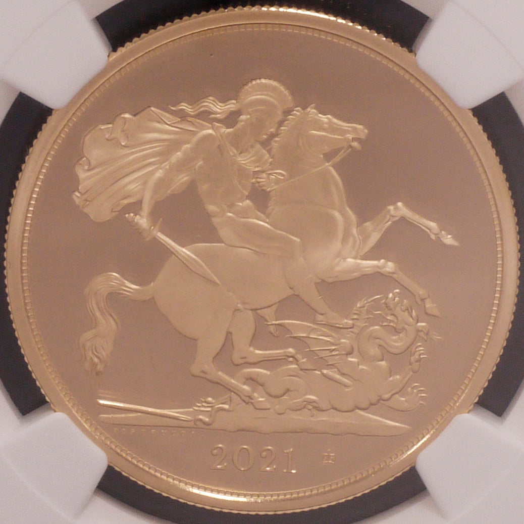 UK 5 pound gold coins 2021 Elizabeth II NGC PF70 Ultra CAMEO highest appraisal