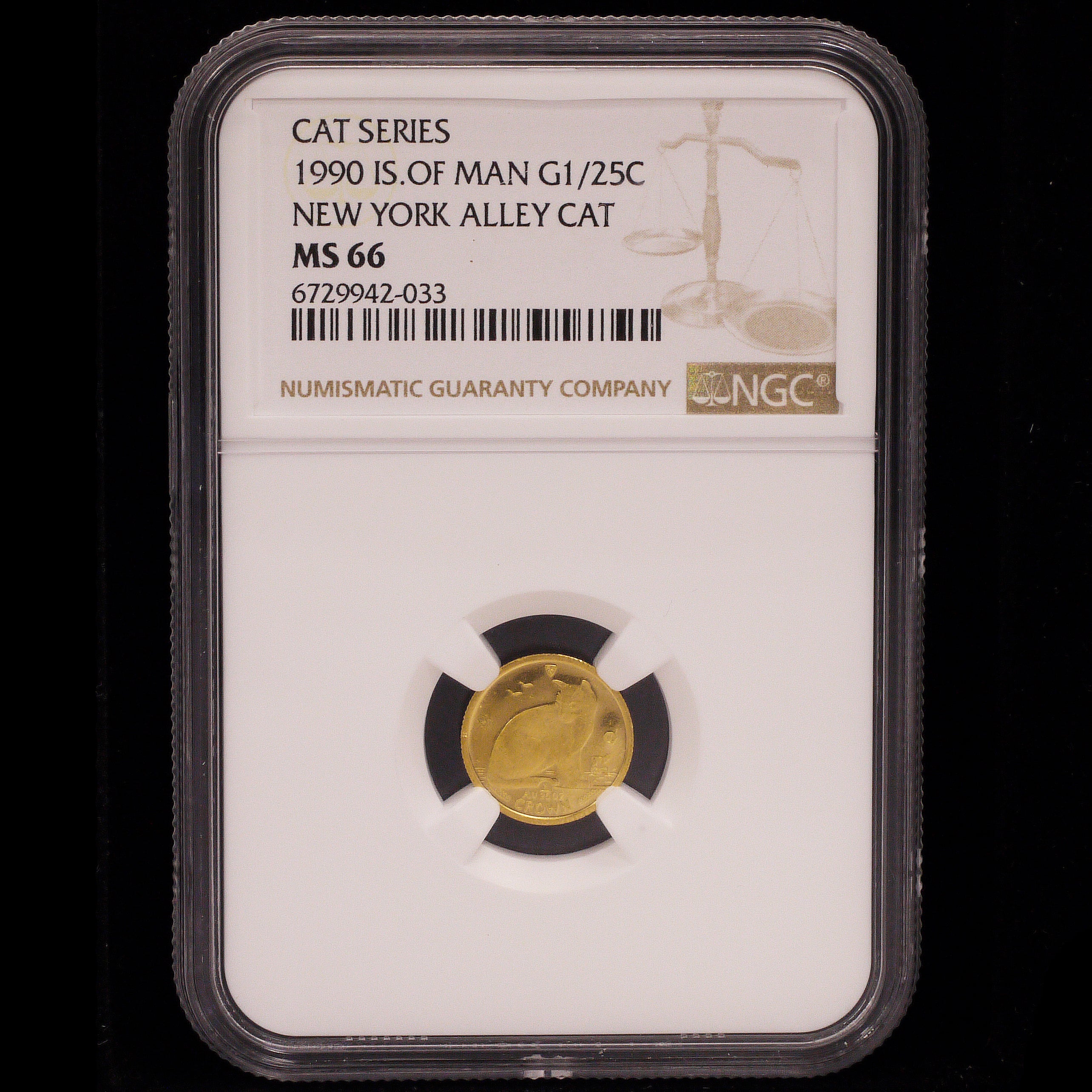 Man Island 1/25 Crown Gold Coin 1990 New York Ally NGC MS66