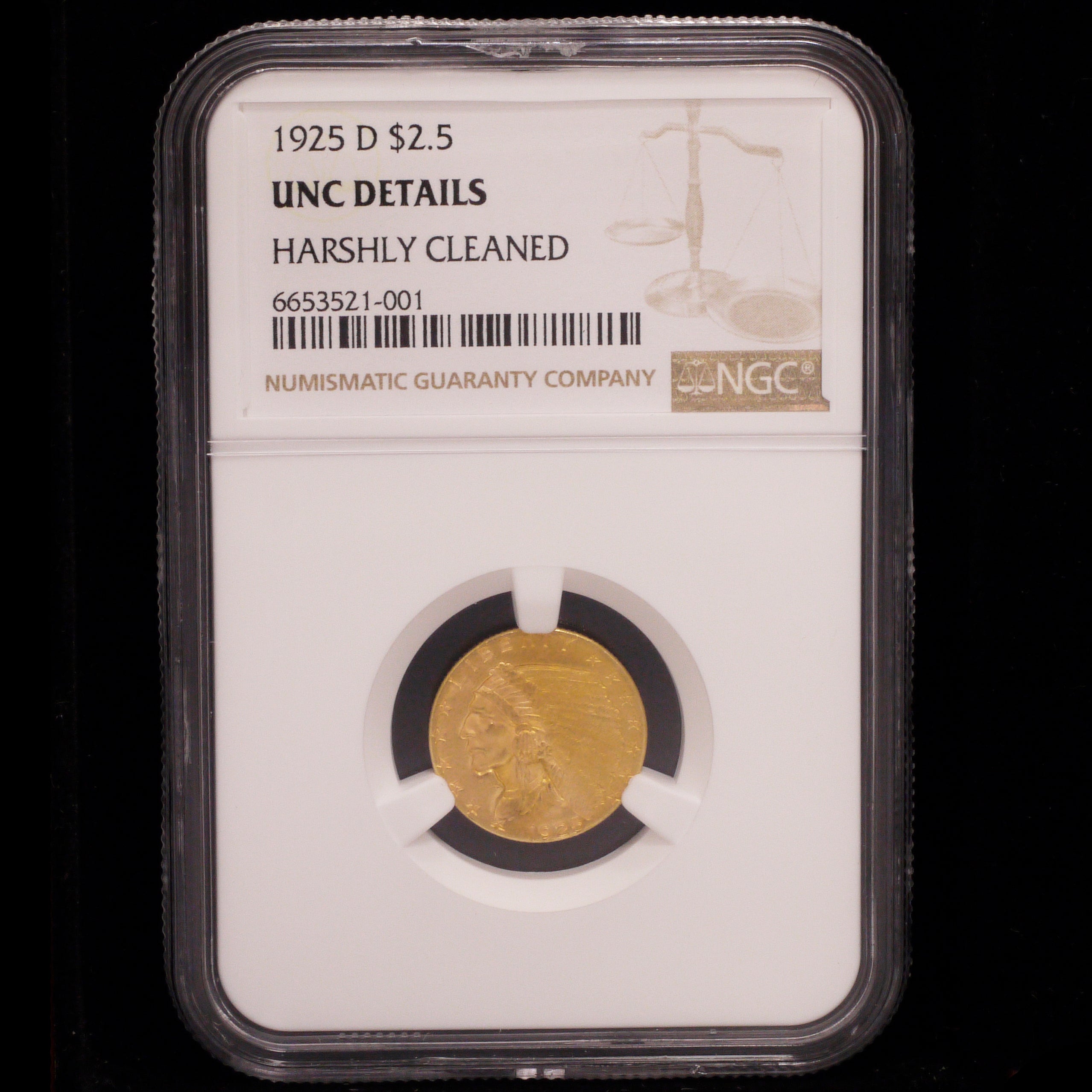 US 2.5 Gold coins 1910 Indian head NGC UNC Details