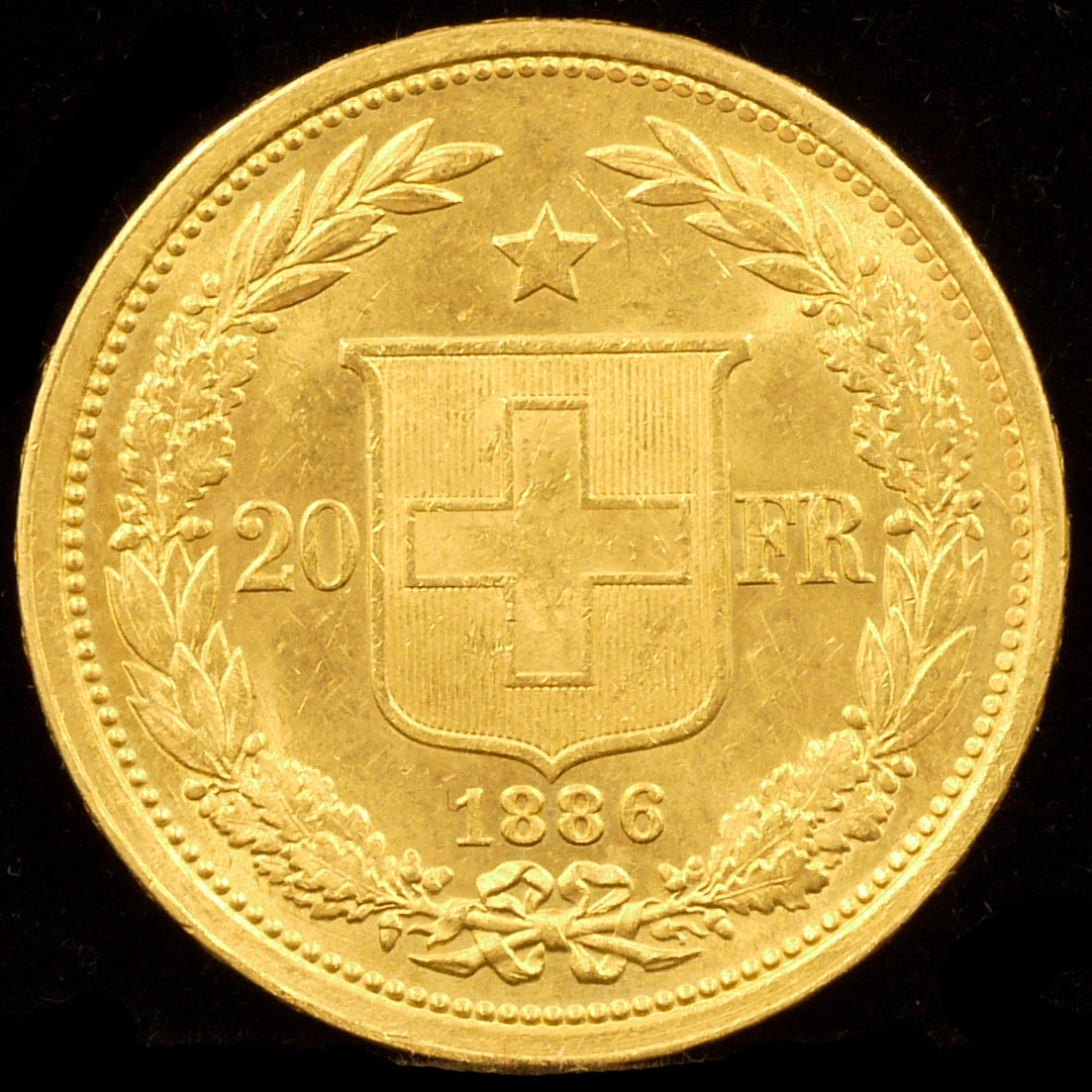 Switzerland 20 Fran Gold Coins 1886 Liberty