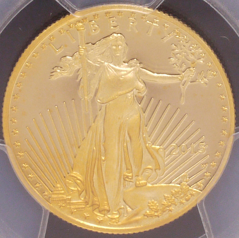 US 25 $ 25 Gold coins 2015 Eagle PCGS PR70 DEEP CAMEO FIRST STRIKE highest appraisal