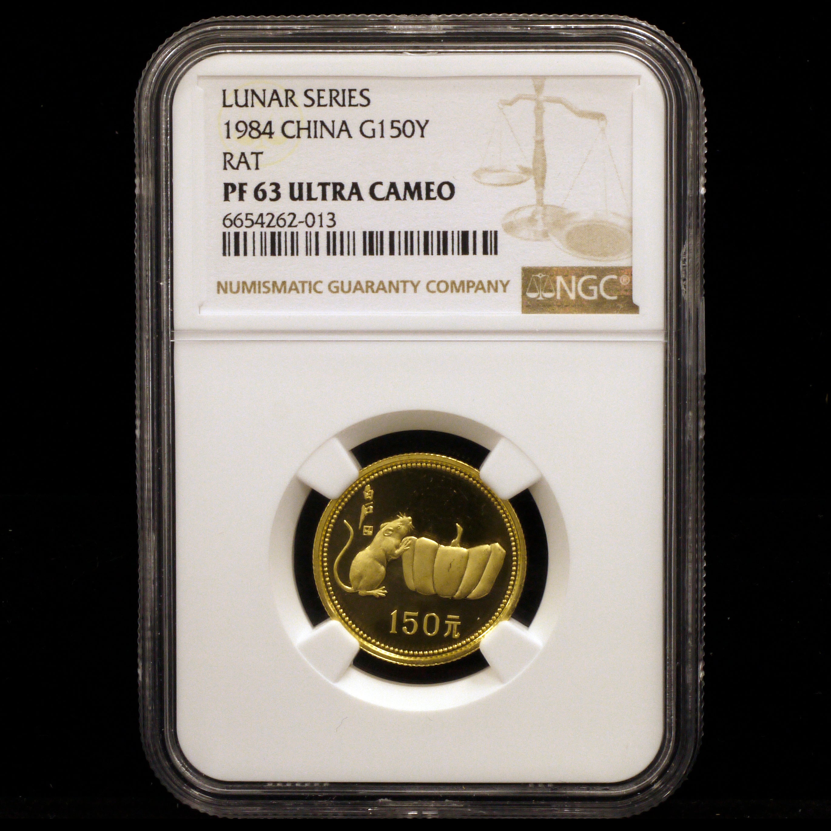 China 150 Original gold coins 1984 Zodiac rat annual NGC PF63 Ultra Cameo