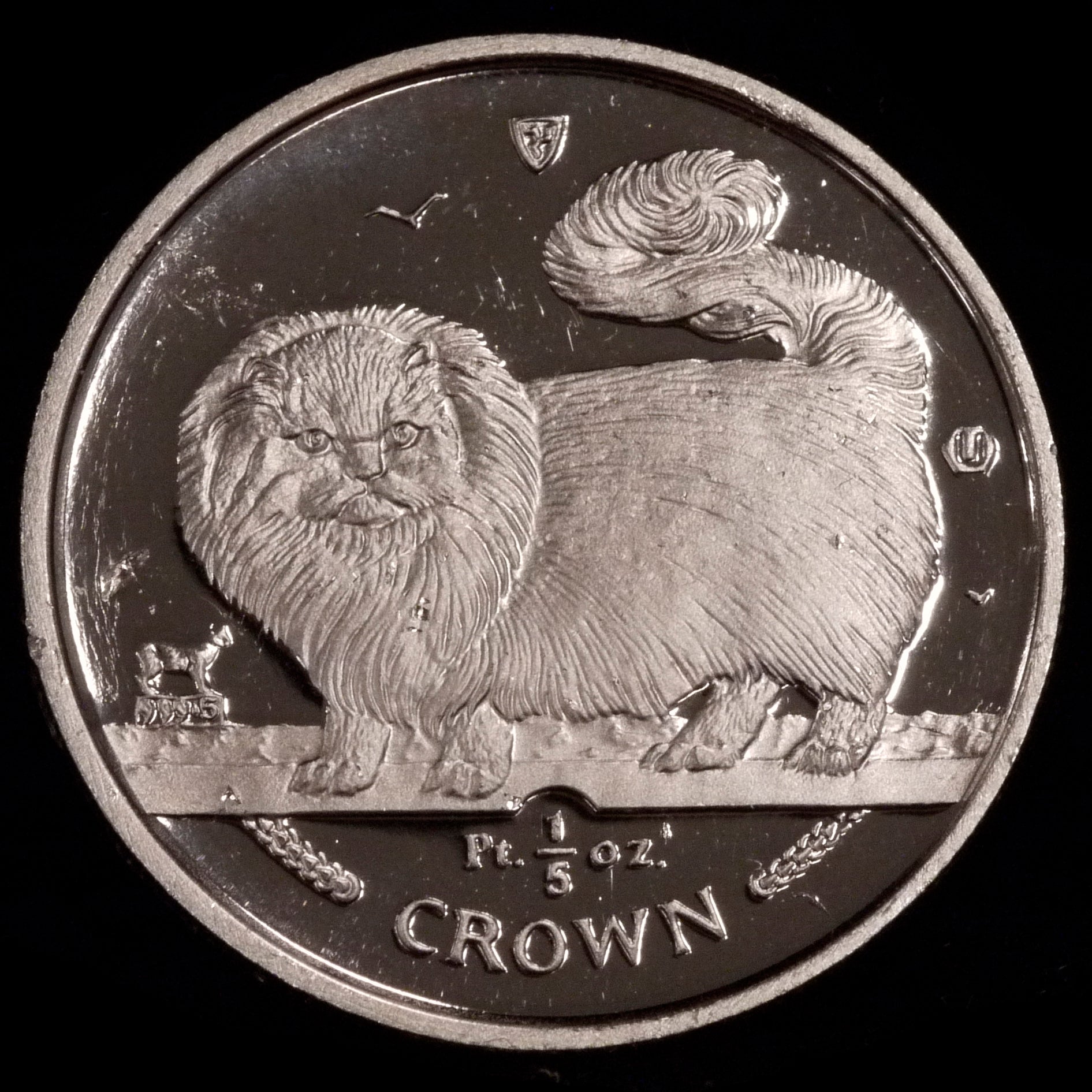 Man Island 1/5 Crown Platinum Currency 1997 Long Hairde Smoke