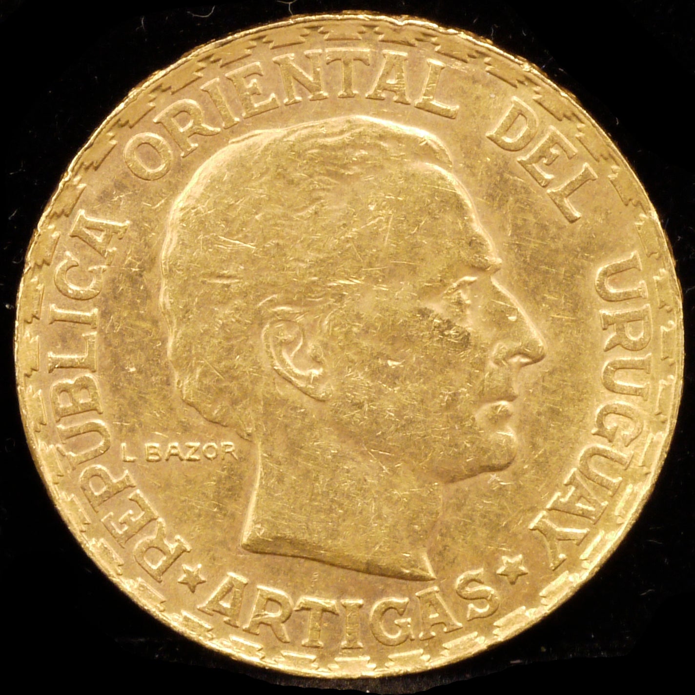 Uruguay 5 Peso Gold Coins 1930 President Jose Ardigas Constitution 100th Anniversary