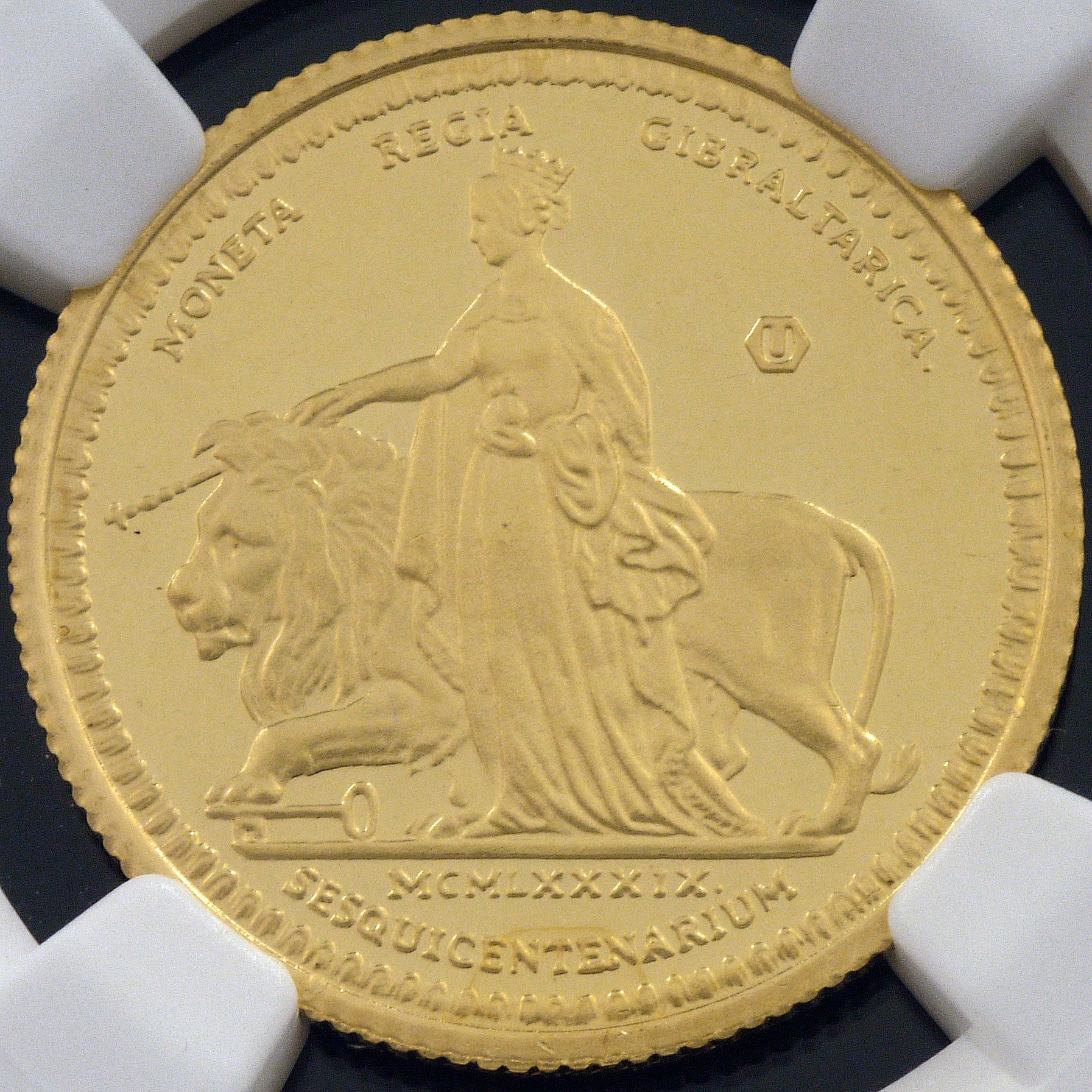 Gibraltar Sovelin Gold Coin 1989 Una and Lion