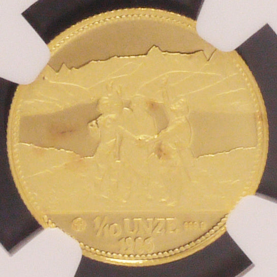 Switzerland 1/10OZ Gold Medal 1986 NGC PF69 Ultra Cameo