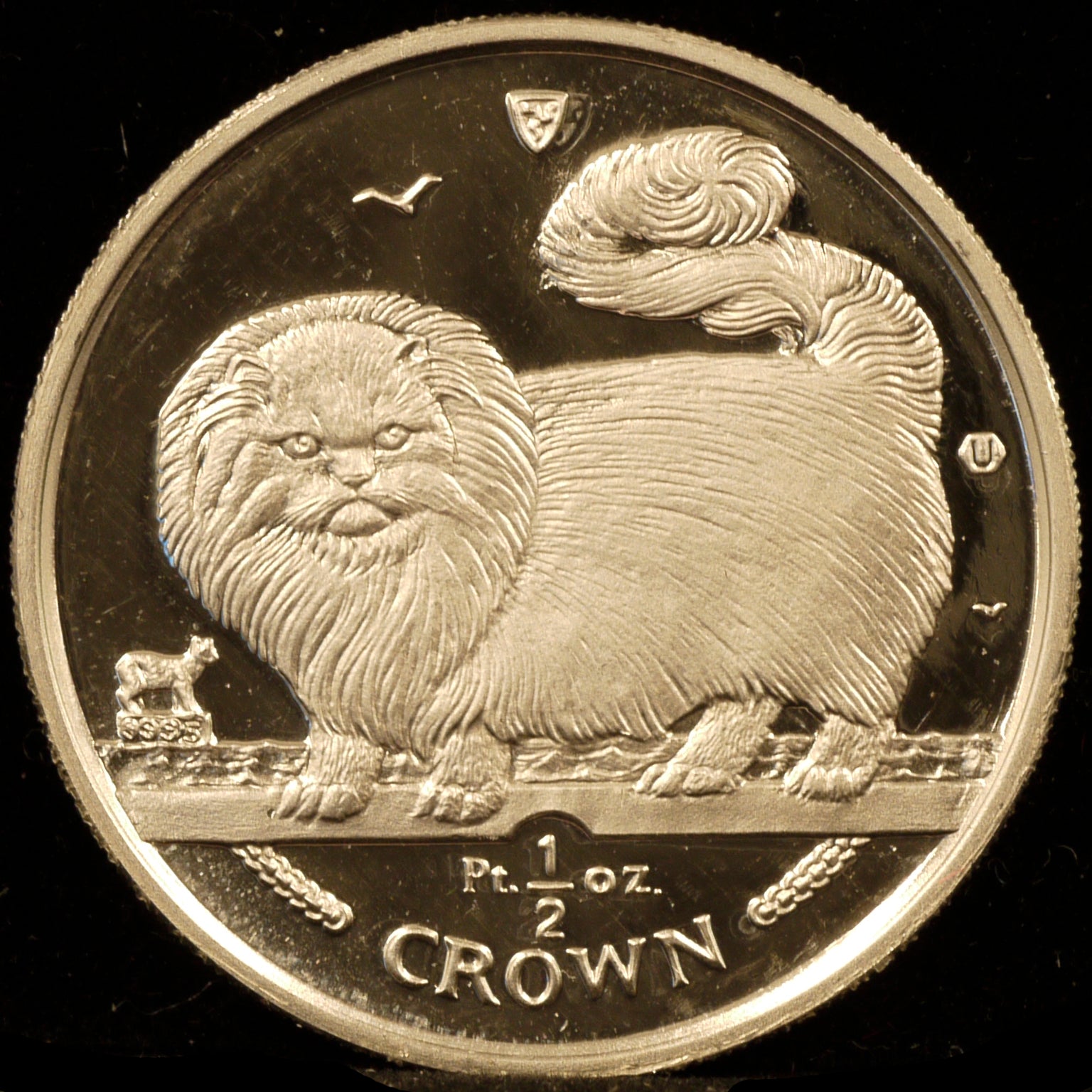 Man Island 1/2 Crown Platinum Currency 1997 Long Hairde Smoke