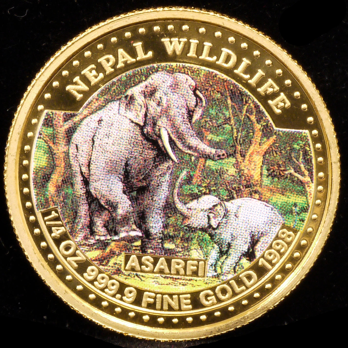 Nepali Asalphy gold coin 1998 Elephant