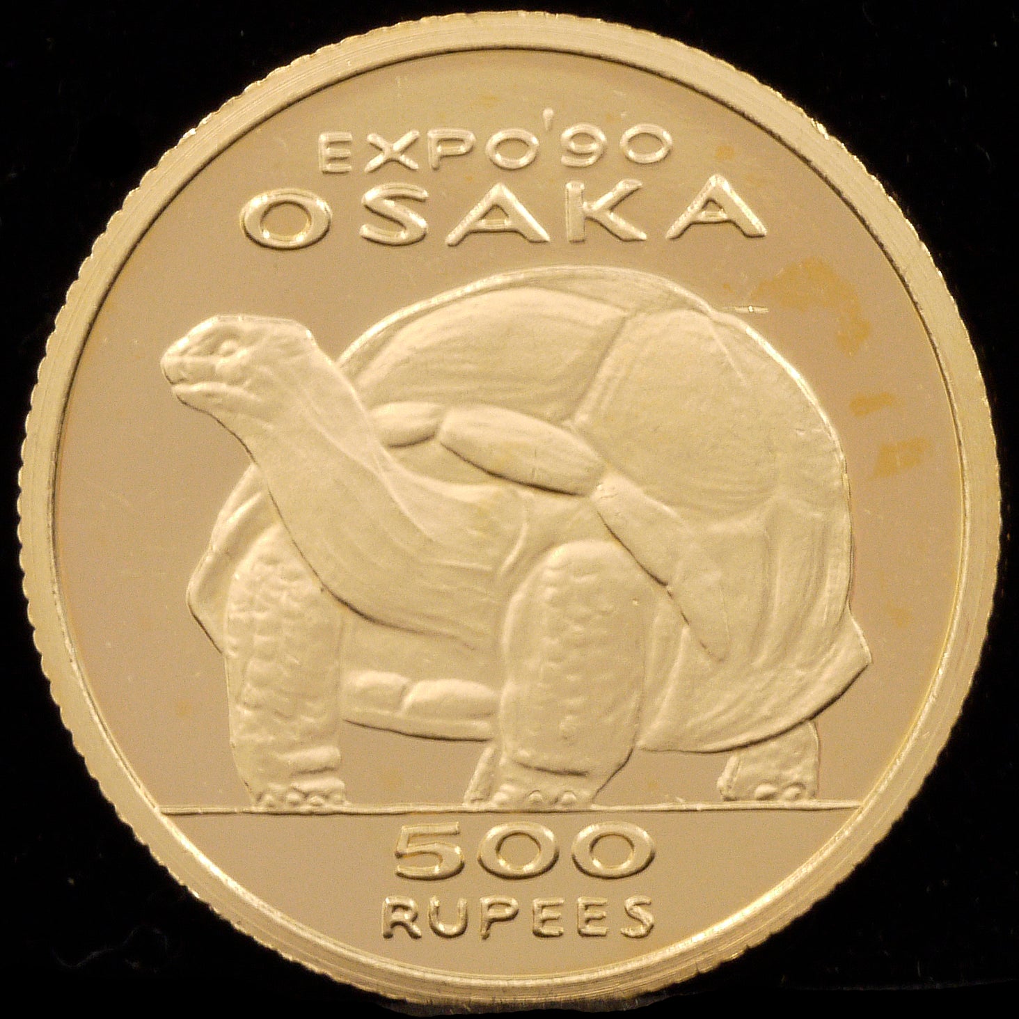 Seychel 500 rupee gold coins 1990 Osaka EXPO tortoise