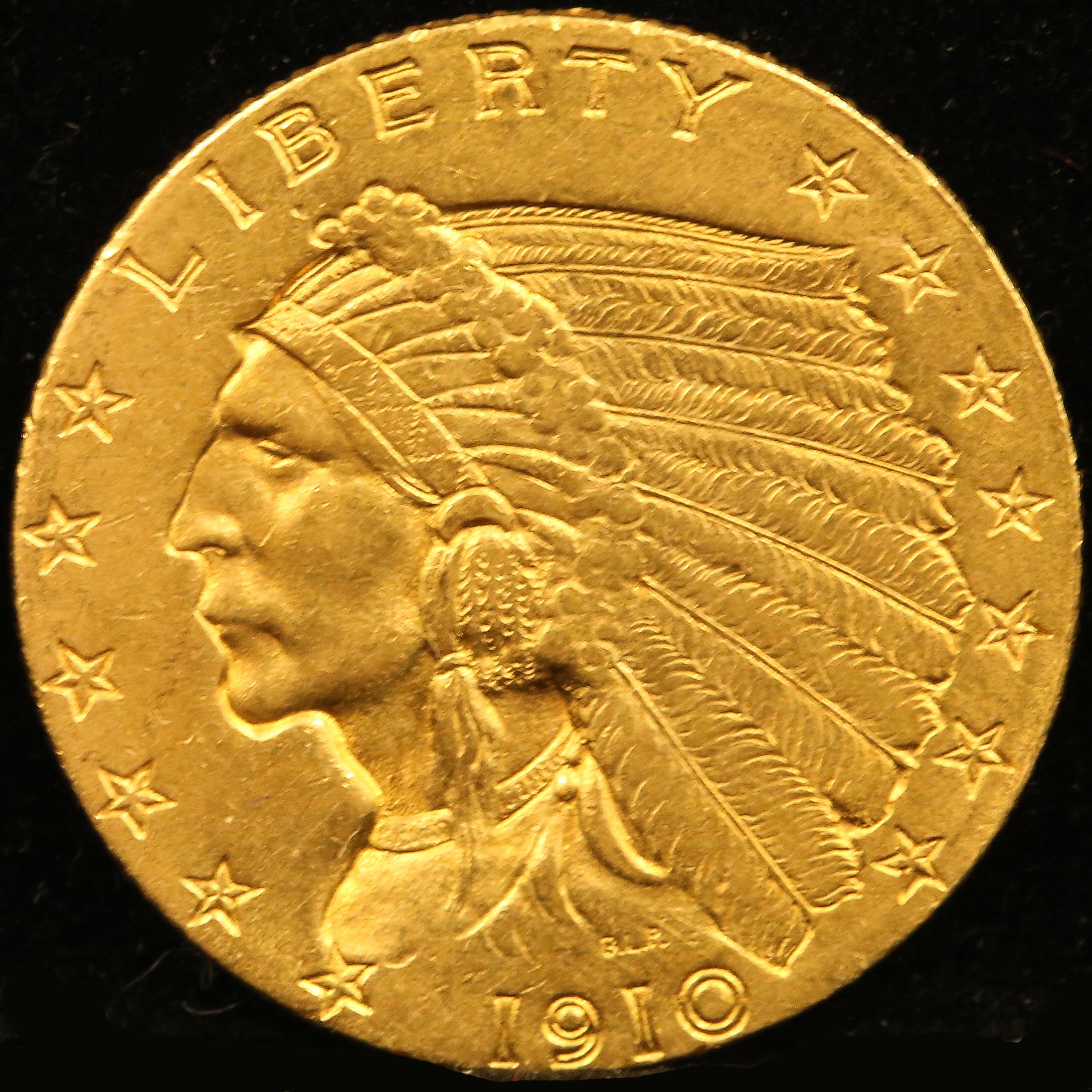 US 2.5 dollar gold coins 1910 Indian