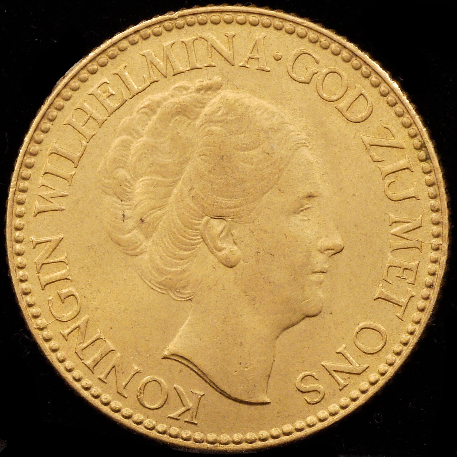 Dutch 10 Gourden Gold Coins 1925 Will Helmina