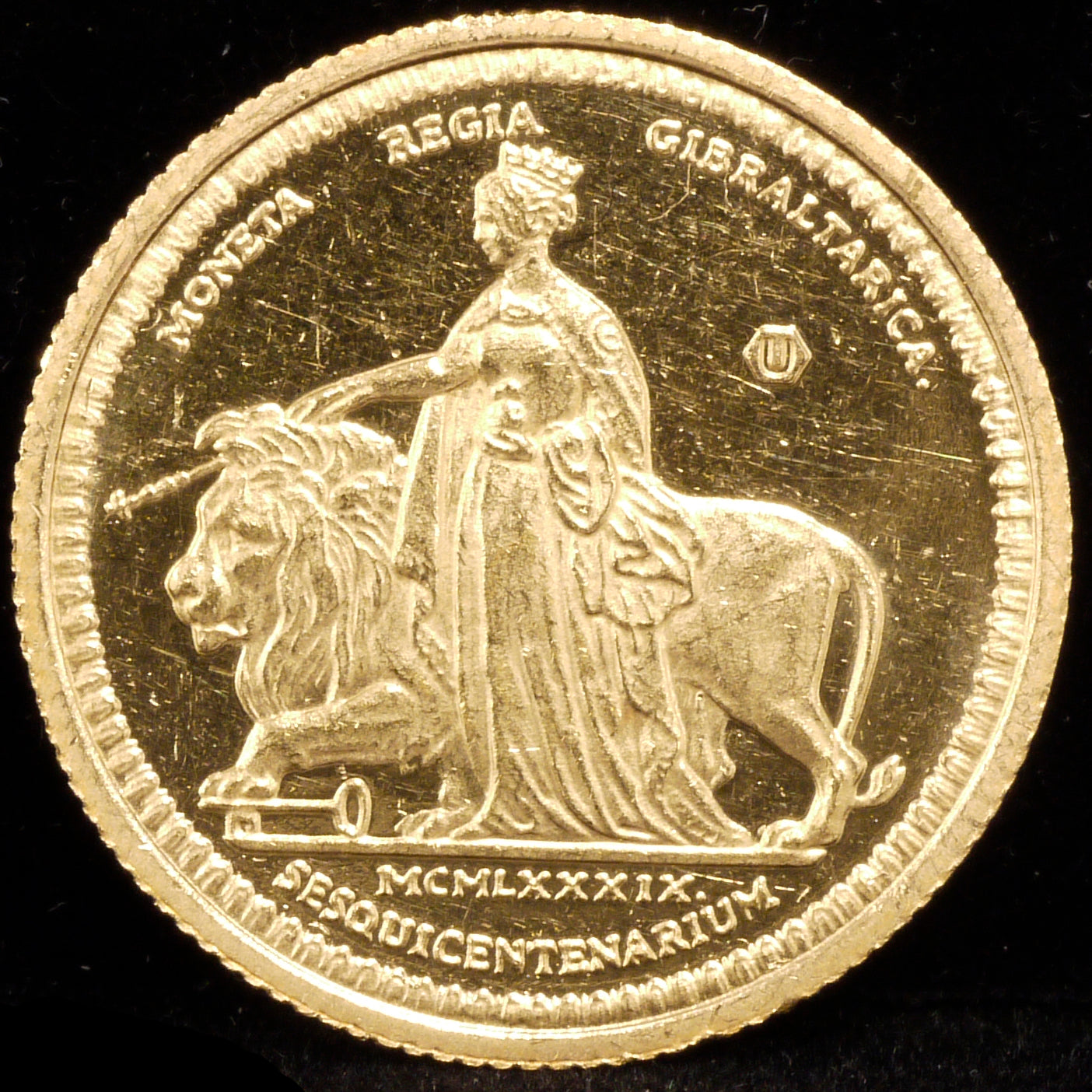 Gibraltar Sovelin Gold Coin 1989 Una and Lion