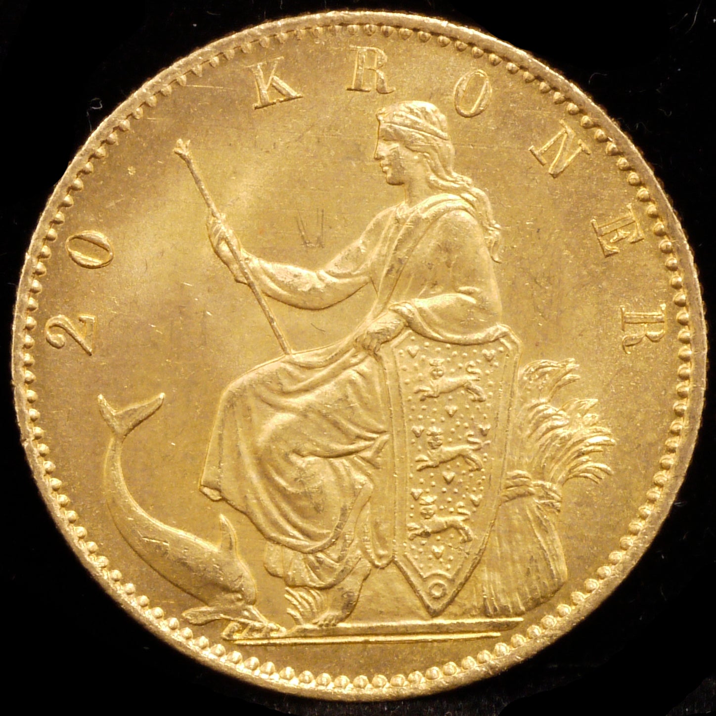 Denmark 20 Cronel Gold Coin 1873 Christian II