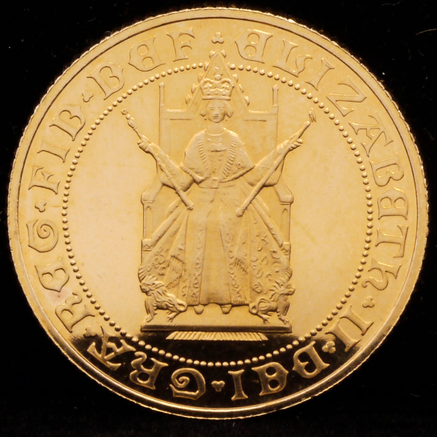 British Sovolin Gold Coin 1989 Elizabeth II Sovelin issuance 500th anniversary