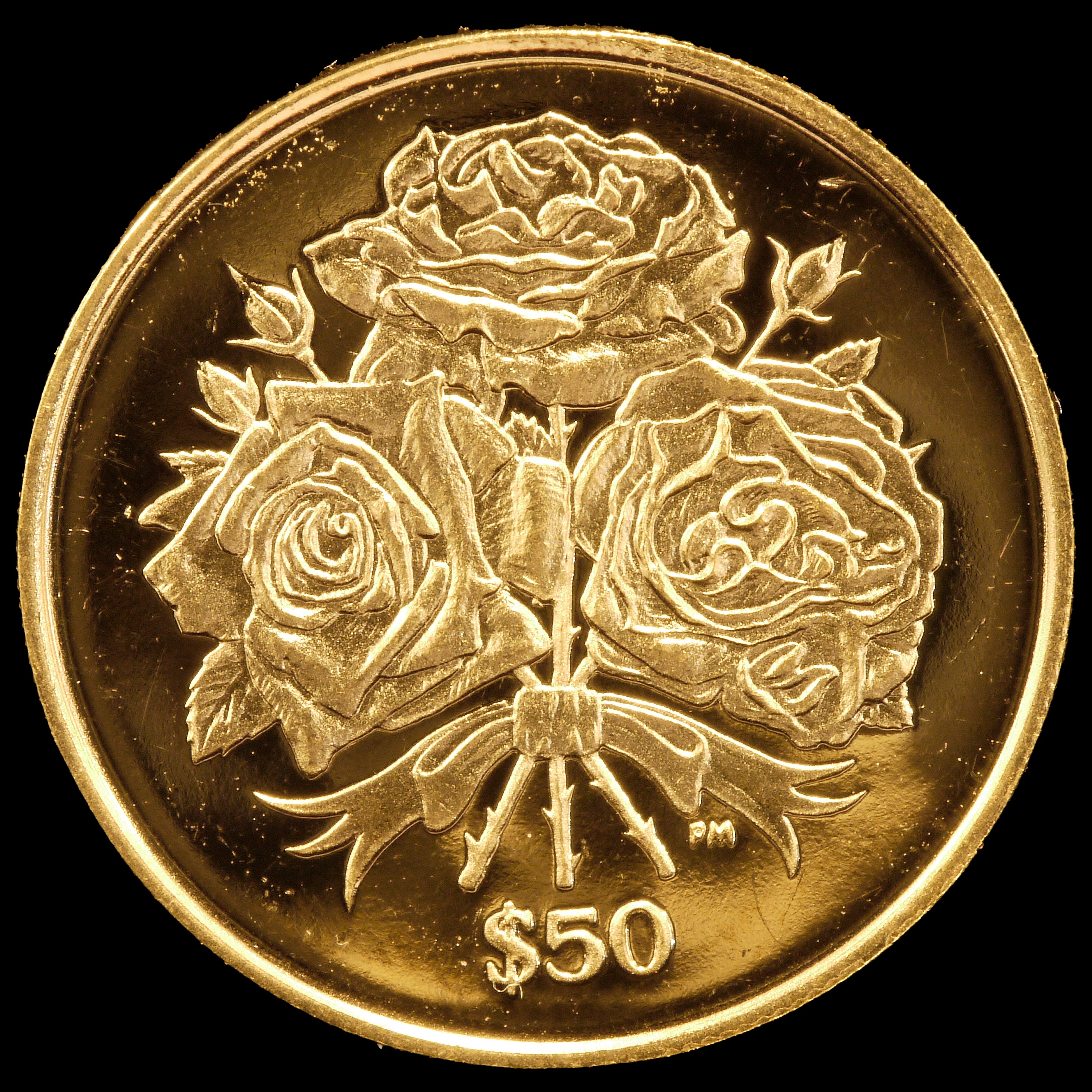 ヴァージン諸島 50ドル金貨 2006年 薔薇の束