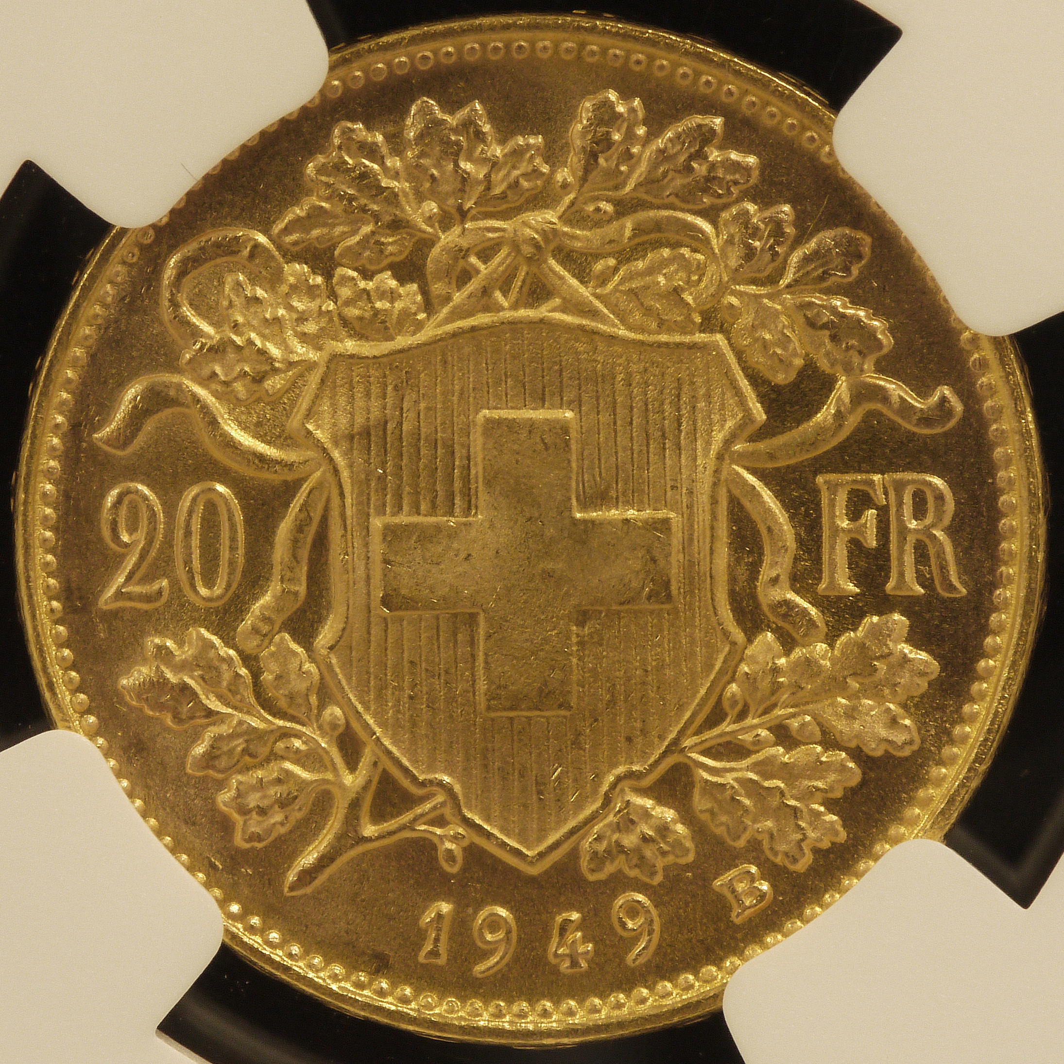 スイス 20フラン金貨 1949年 ヘルヴェティア NGC MS64