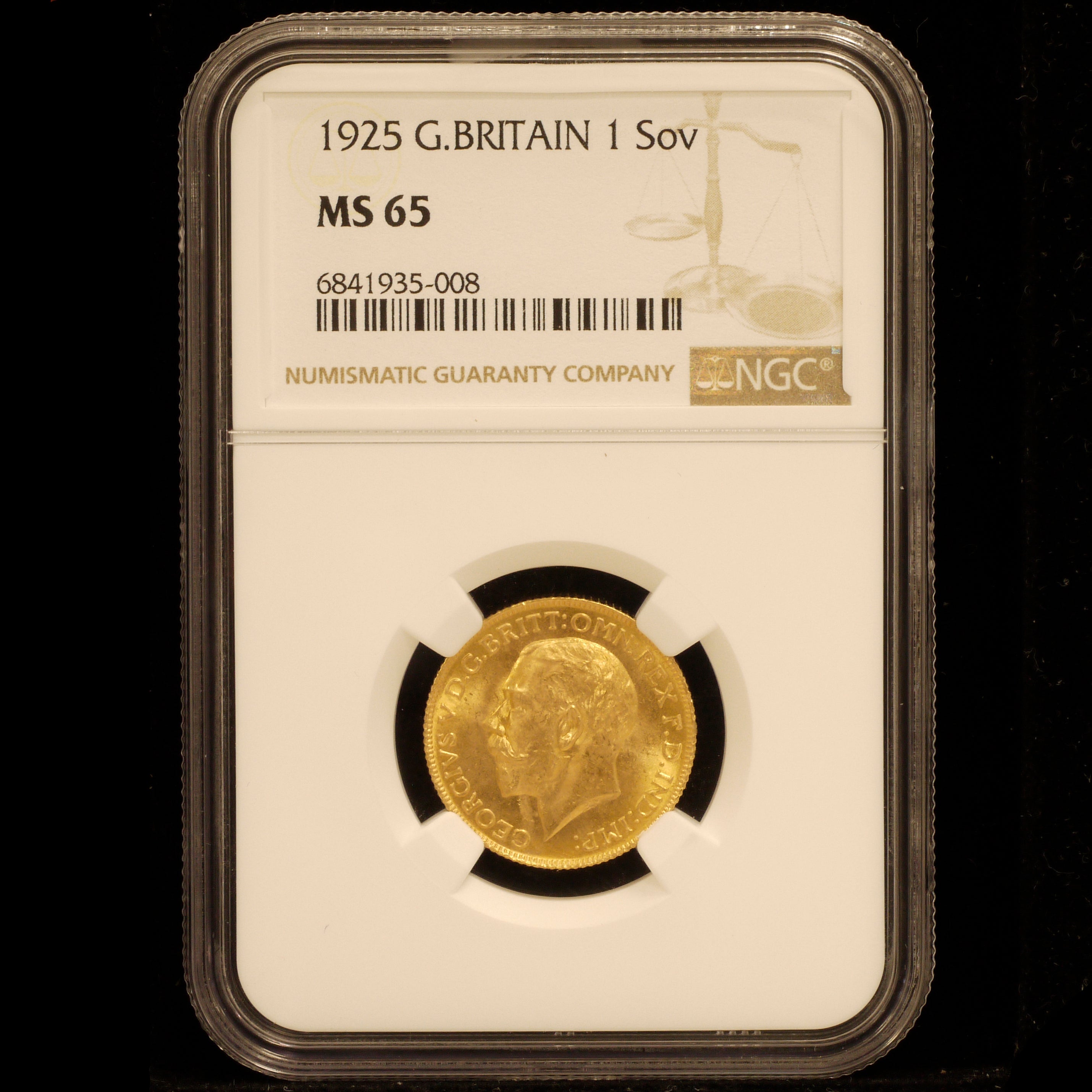 イギリス ソヴリン金貨 1925年 ジョージ5世 NGC MS65