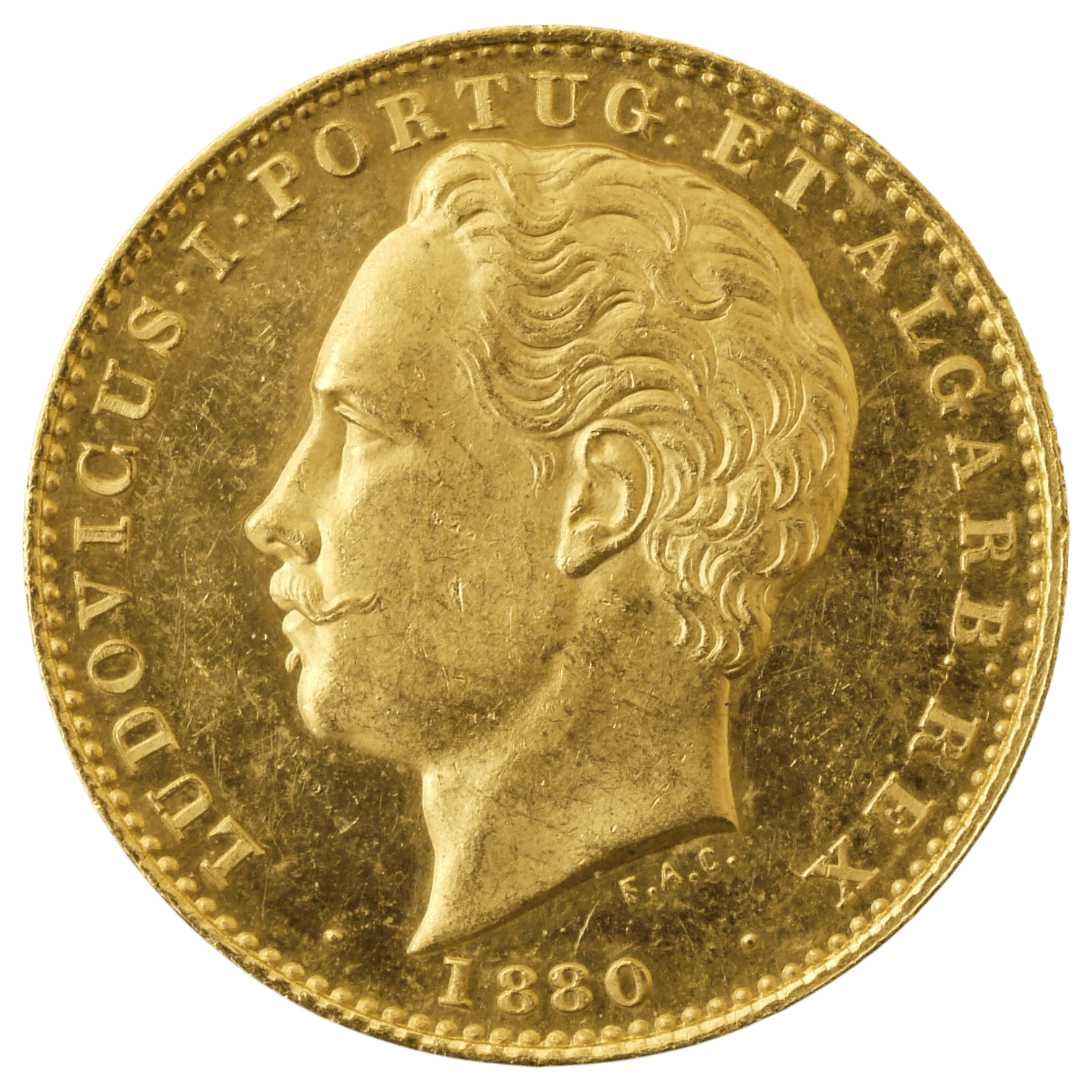 ポルトガル 10000レイス金貨 1880年 リスボン鋳 ルイス1世 - NJ BUYER'S MARKETPLACE