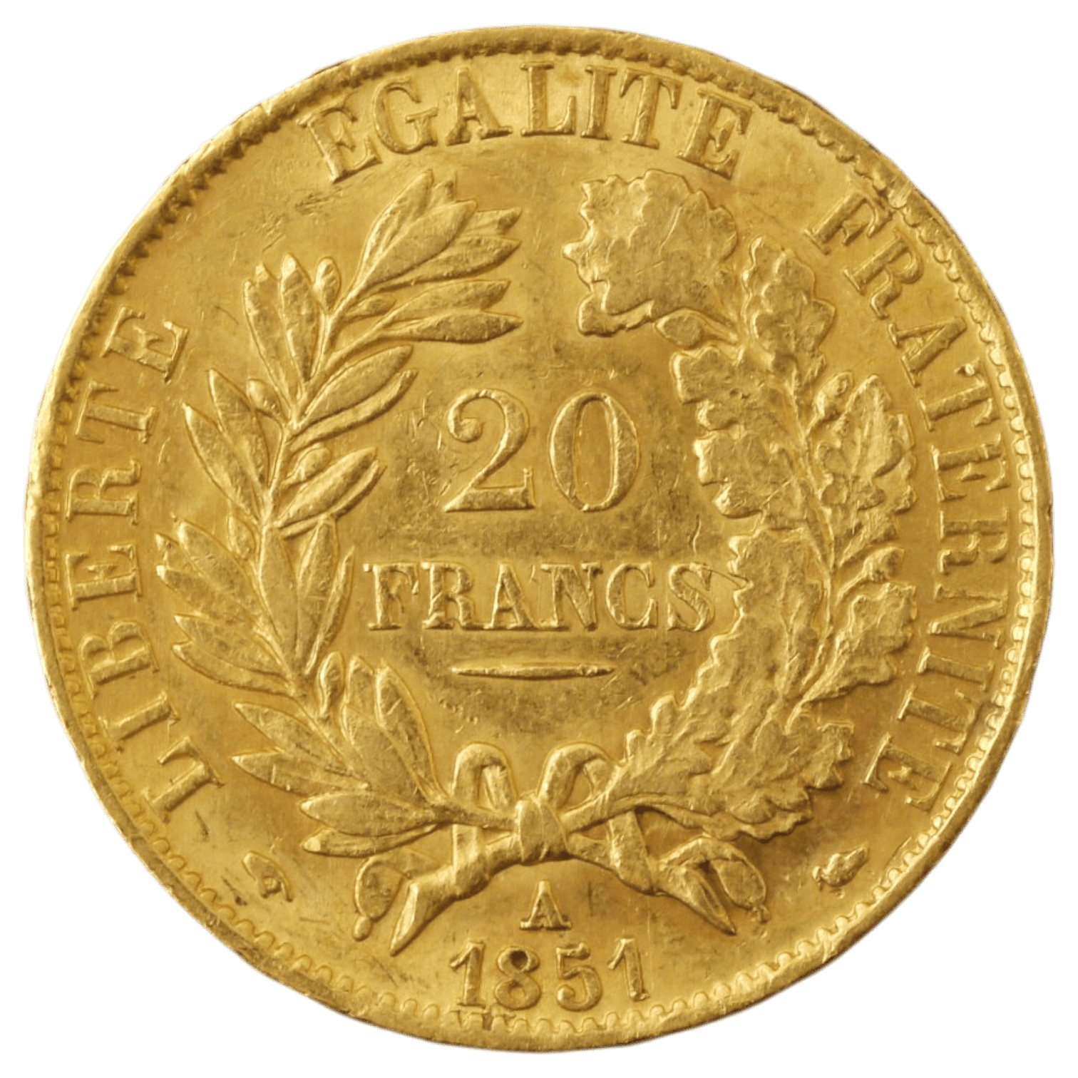 フランス 20フラン金貨 1851年 パリ鋳 ケレス - NJ BUYER'S MARKETPLACE