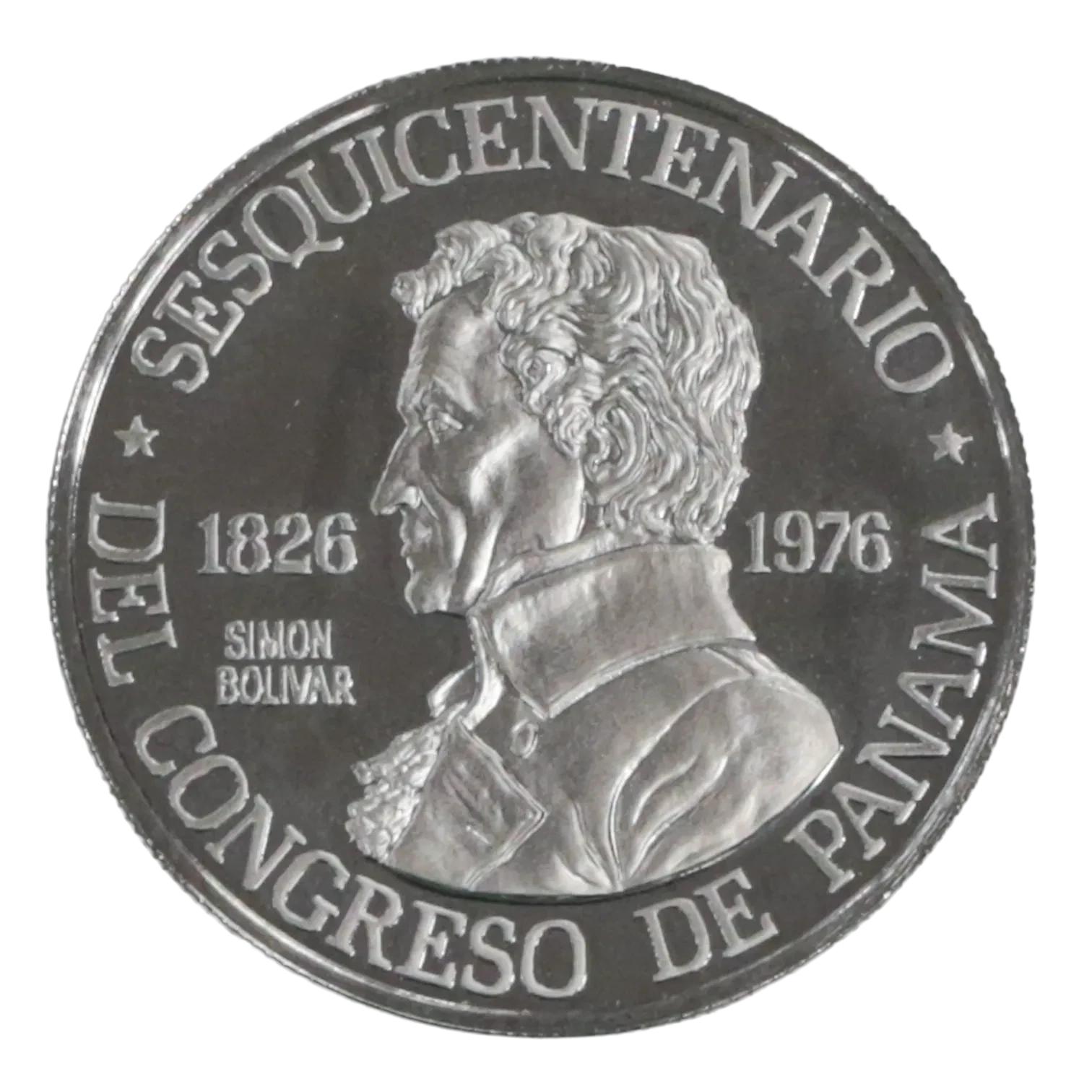 NJ BUYER'S MARKETPLACEのパナマ共和国150バルボア記念銀貨。シモン・ボリバルの肖像が刻まれた1976年発行の歴史的な銀貨